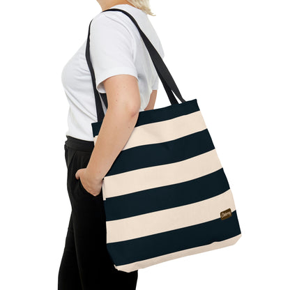 Lightweight Tote Bag - Navy/Cream Stripes