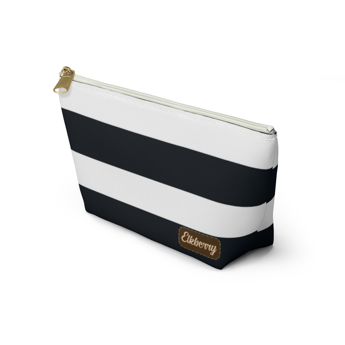 Big Bottom Zipper Pouch - Navy/White Stripes