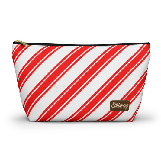 Big Bottom Zipper Pouch - Peppermint Candy Cane Stripes
