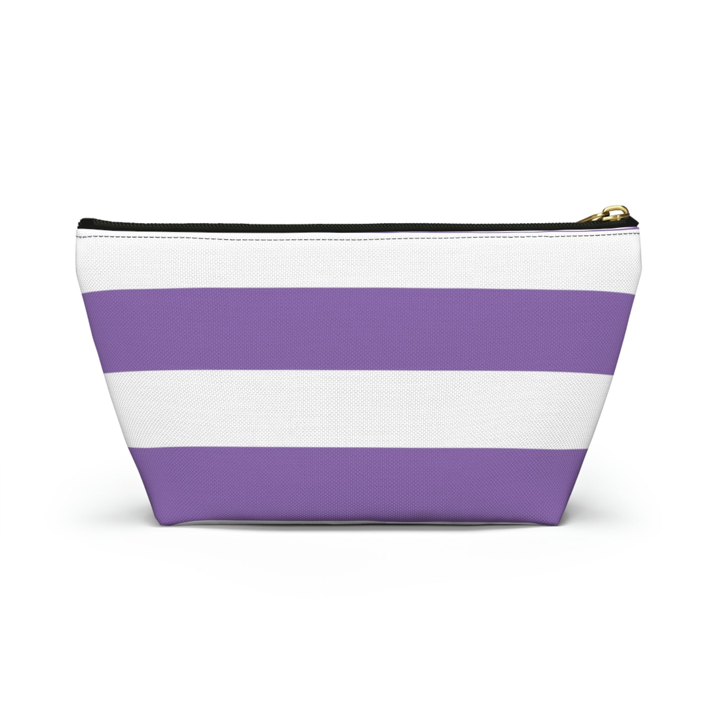Big Bottom Zipper Pouch - Lilac/White Stripes