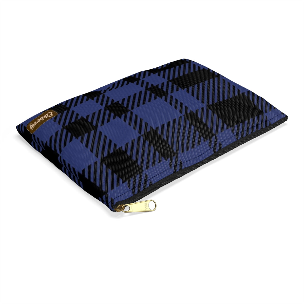 Flat Zipper Pouch - Blue Buffalo Check, Blue Plaid