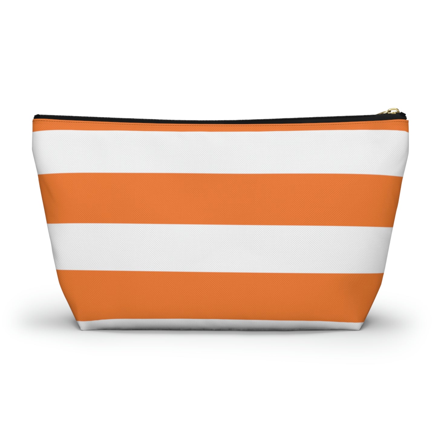 Big Bottom Zipper Pouch - Orange/White Stripes