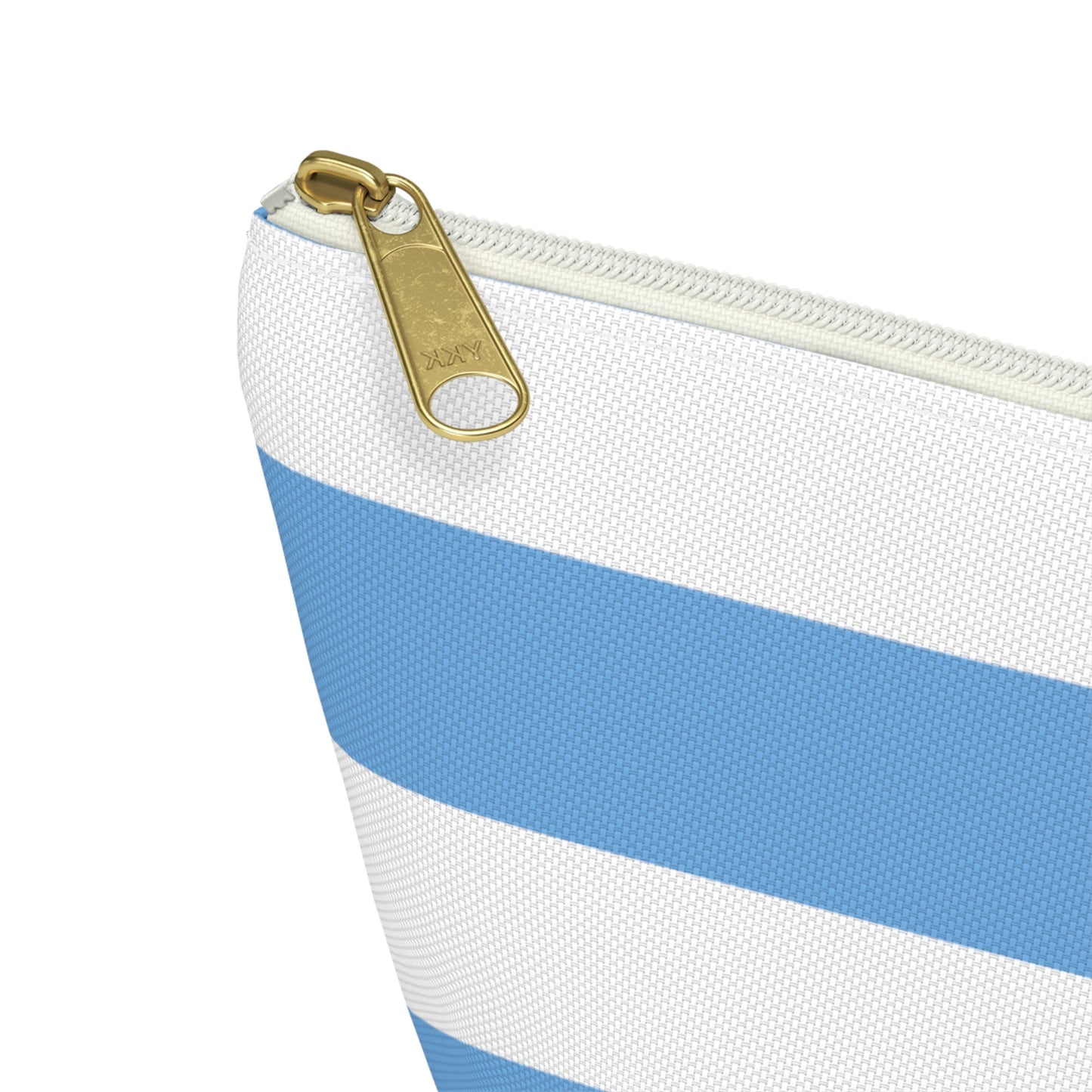 Big Bottom Zipper Pouch - Light Blue/White Stripes