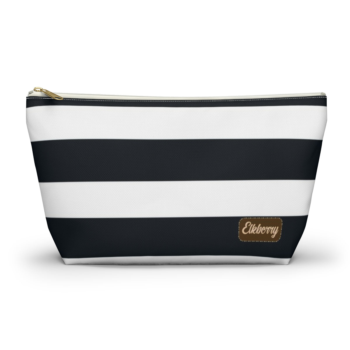 Big Bottom Zipper Pouch - Navy/White Stripes