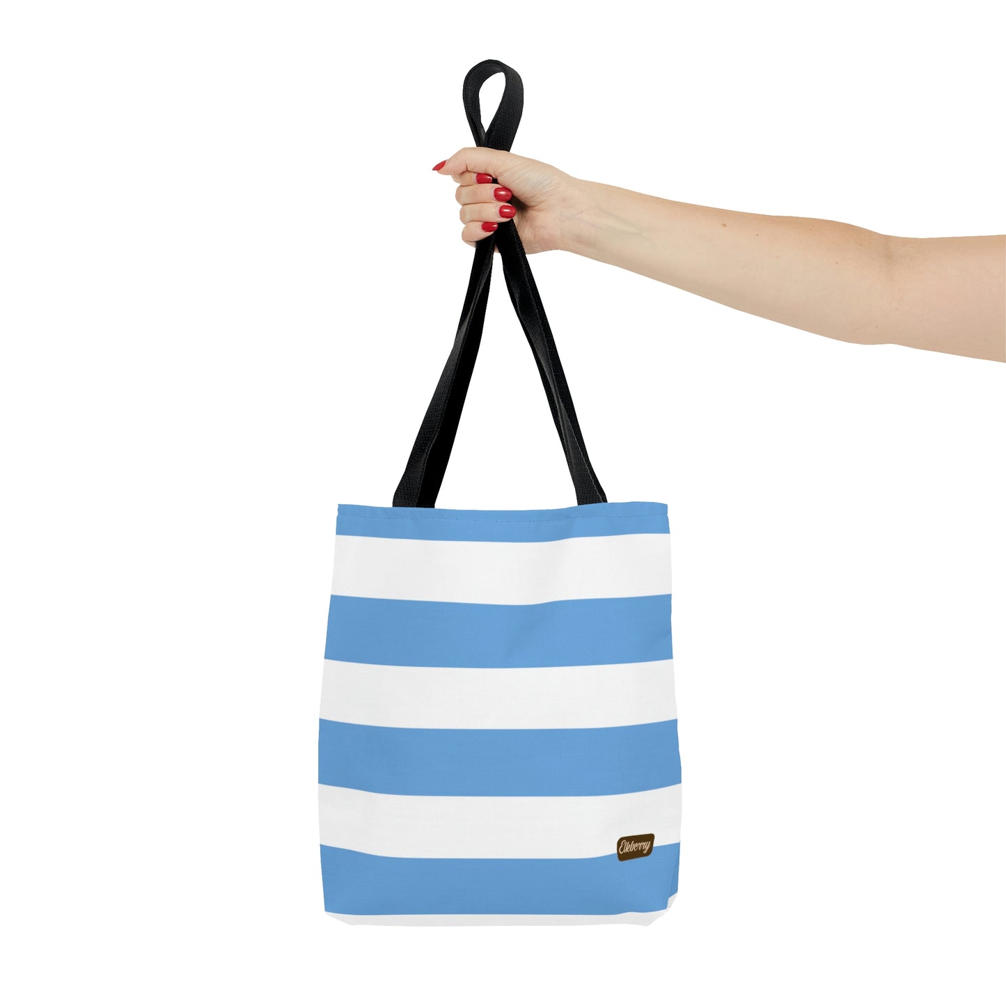 Lightweight Tote Bag - Light Blue/White Stripes