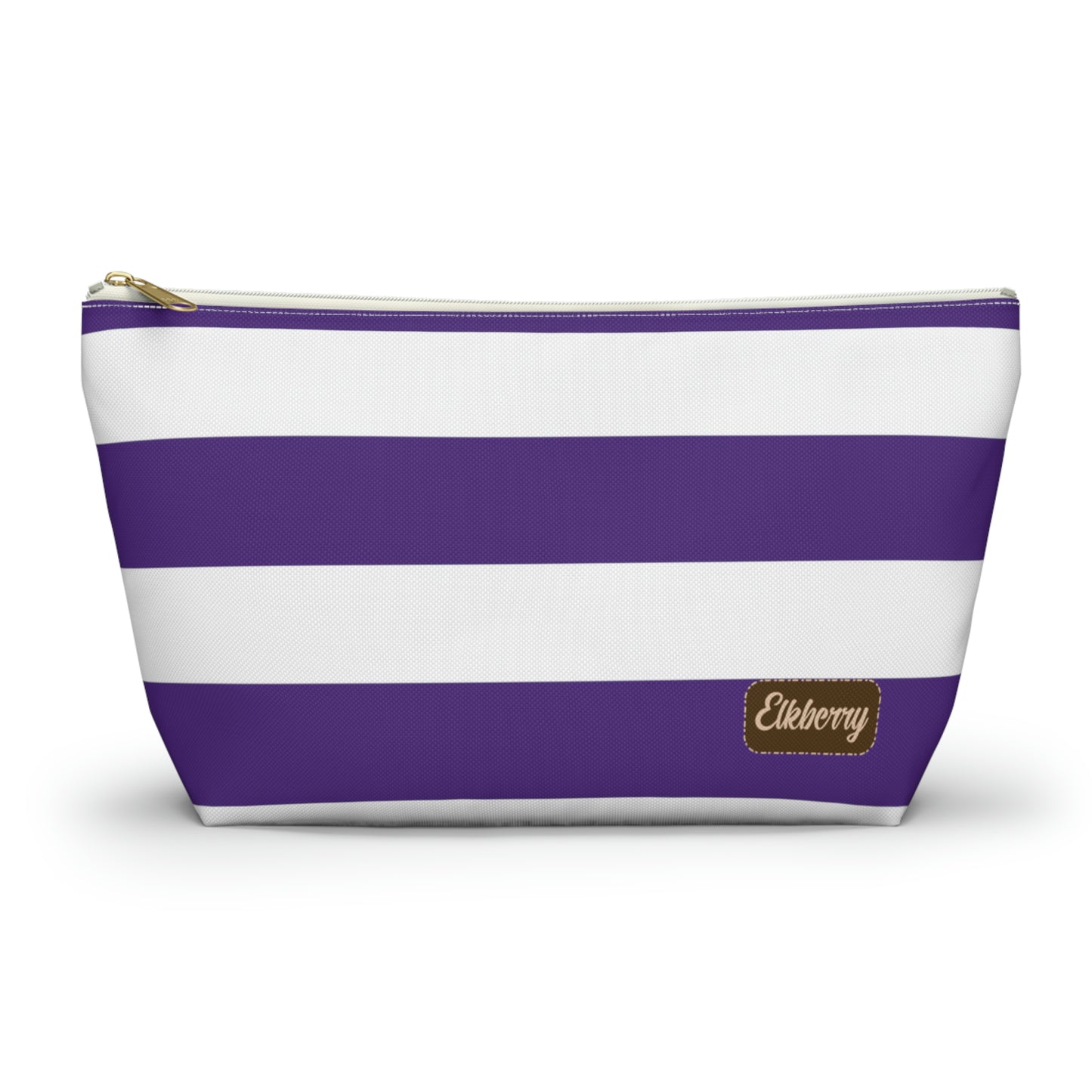 Big Bottom Zipper Pouch - Purple/White Stripes