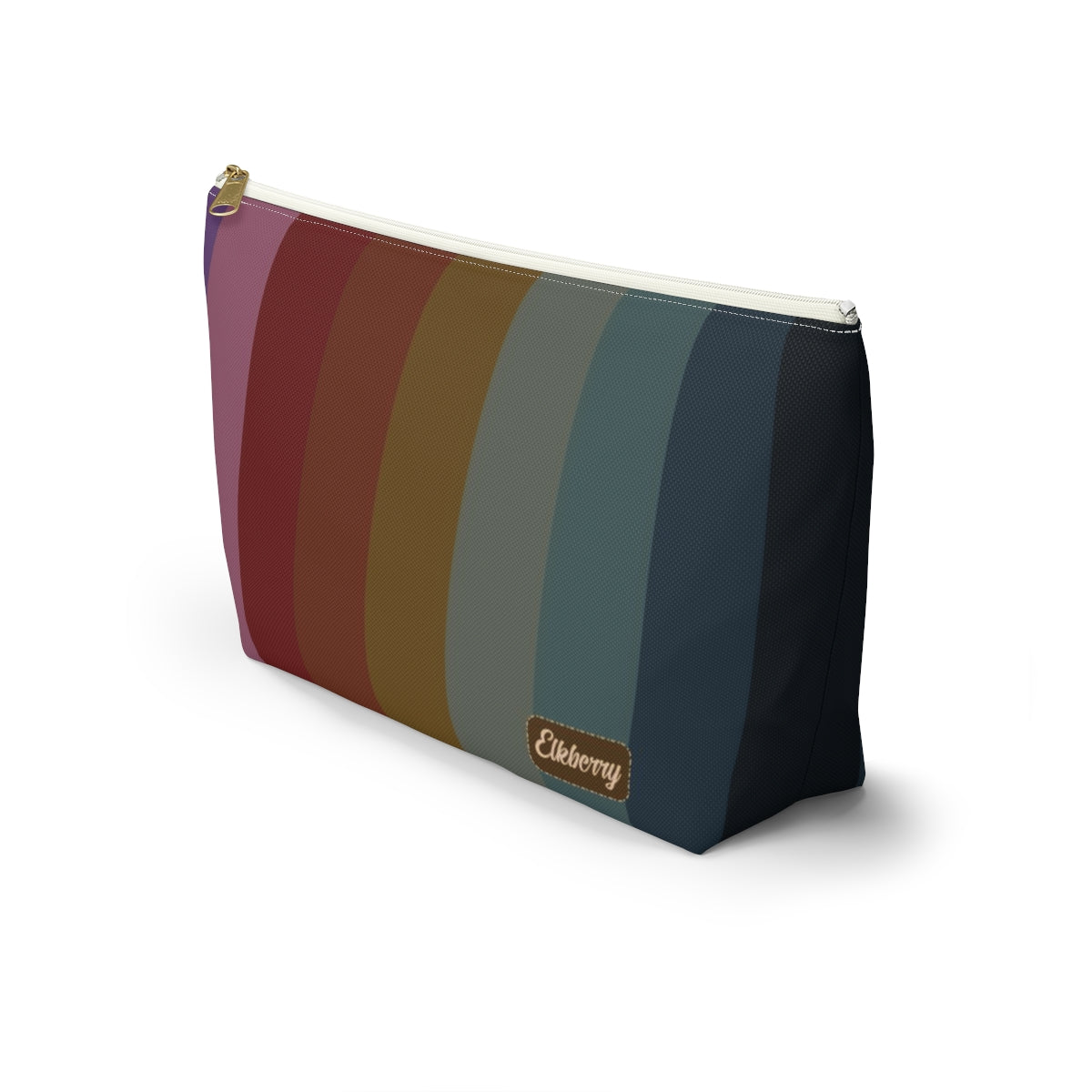 Big Bottom Zipper Pouch - Jewel Tone Rainbow, Vertical