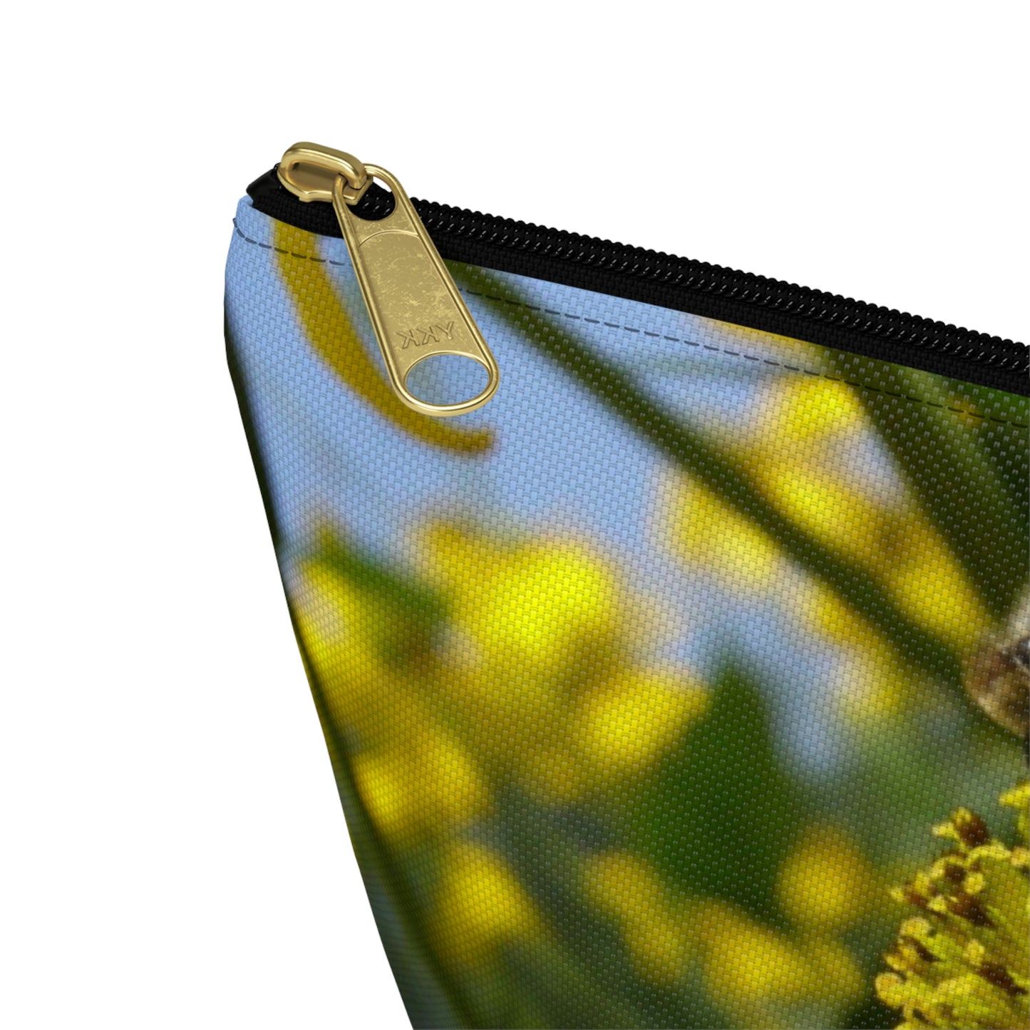 Big Bottom Zipper Pouch - Bee on Yellow Coneflower