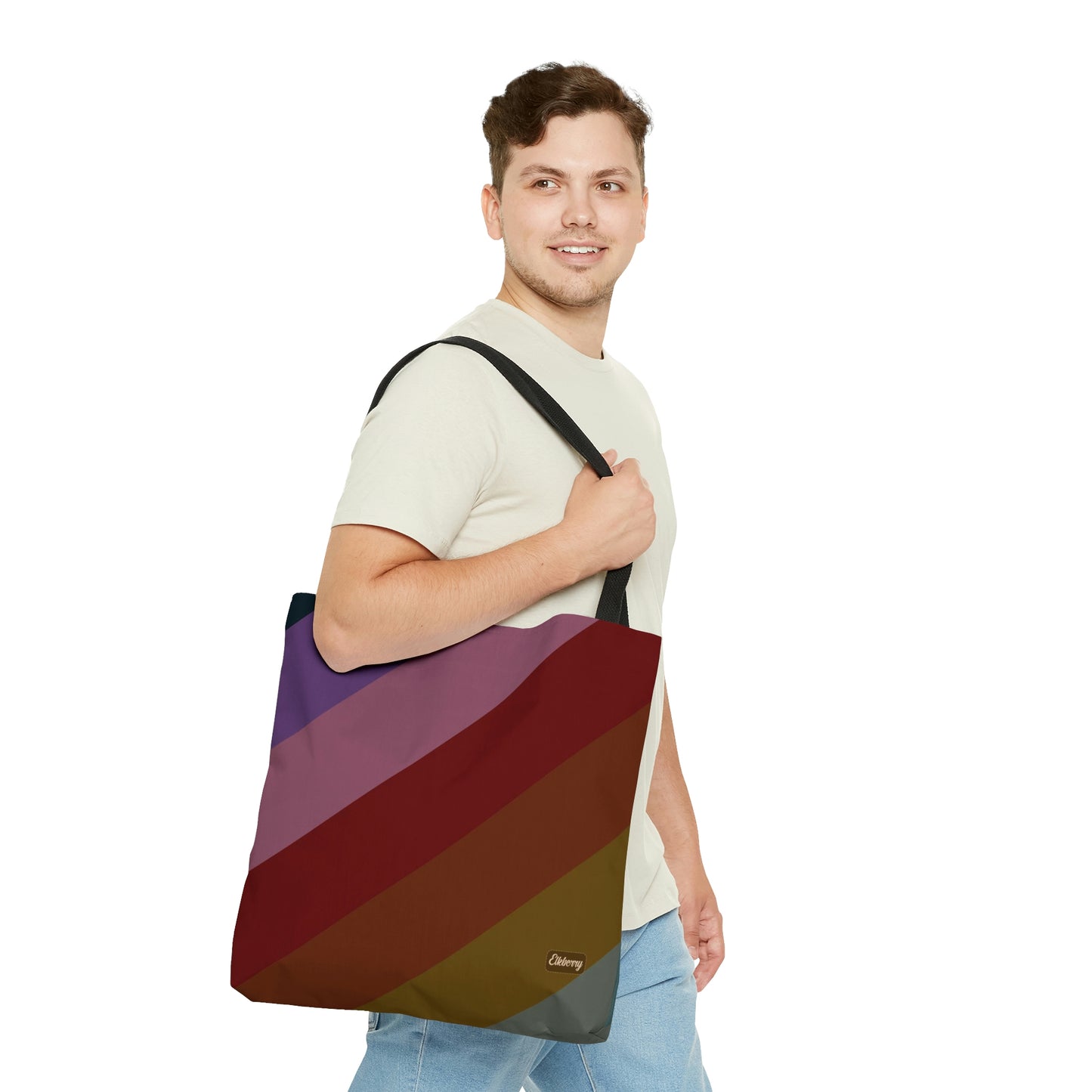 Lightweight Tote Bag - Jewel Tone Rainbow, Diagonal