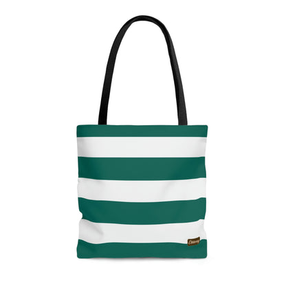 Lightweight Tote Bag - Turquoise/White Stripes