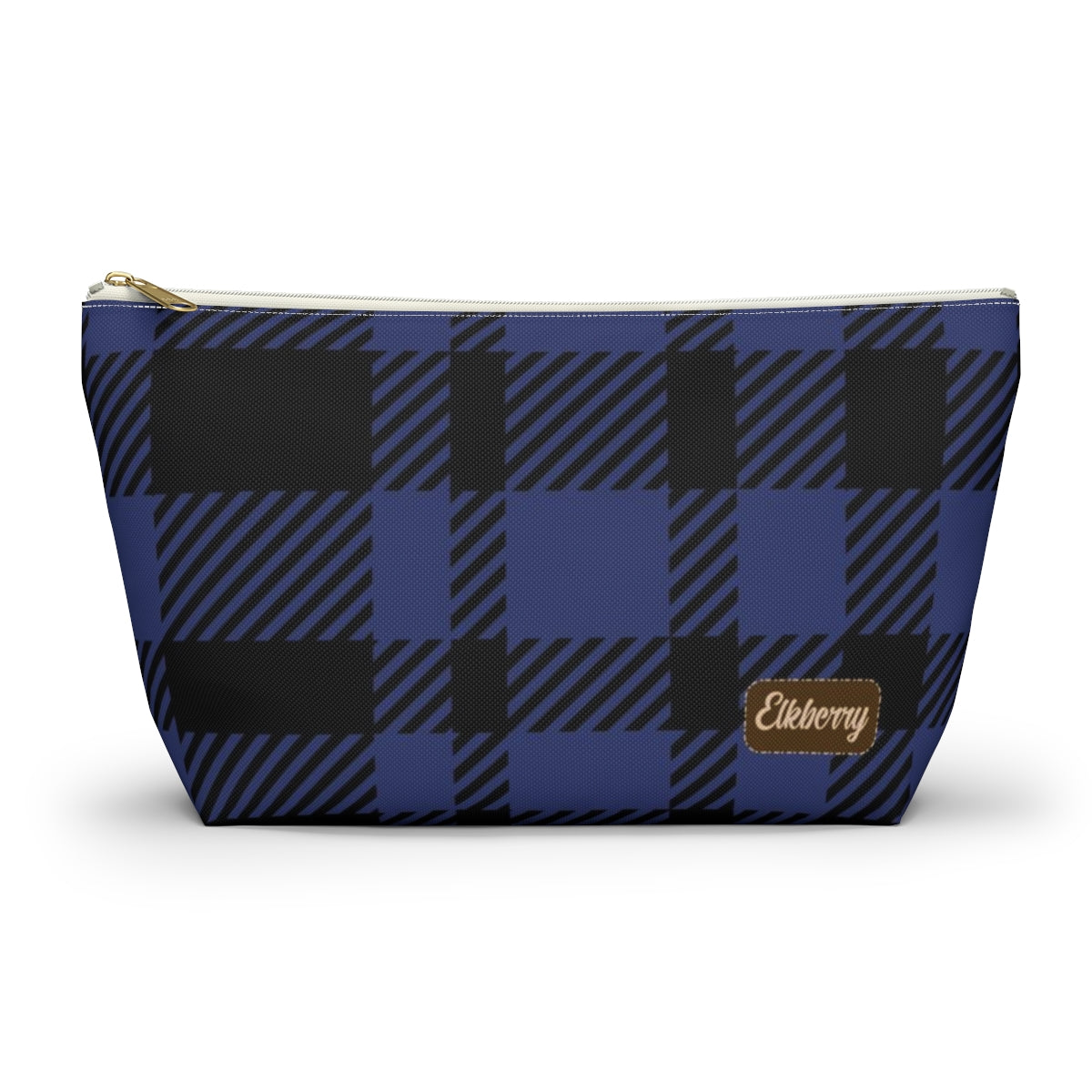 Big Bottom Zipper Pouch - Blue Buffalo Check, Blue Plaid
