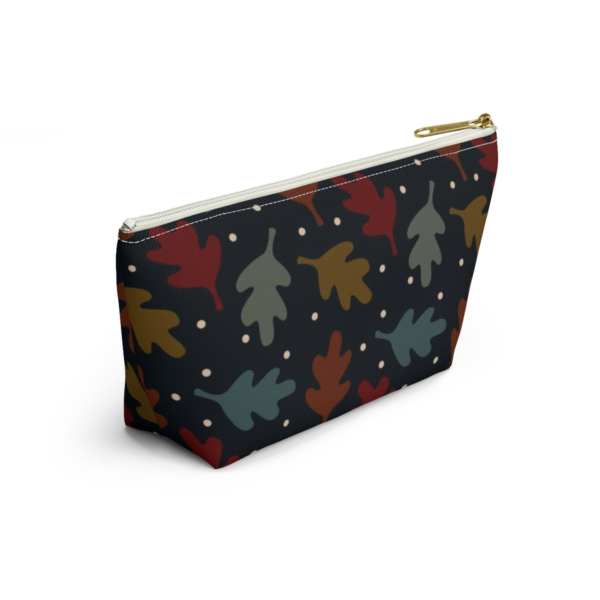 Big Bottom Zipper Pouch - Fall Leaves on Navy