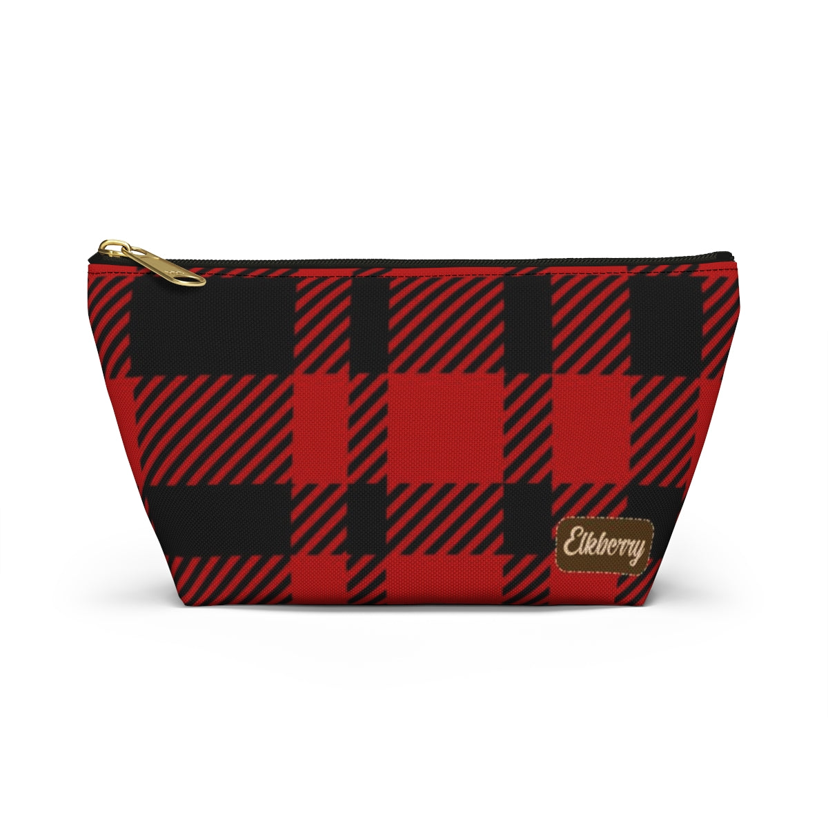 Big Bottom Zipper Pouch - Red Buffalo Check, Red Plaid