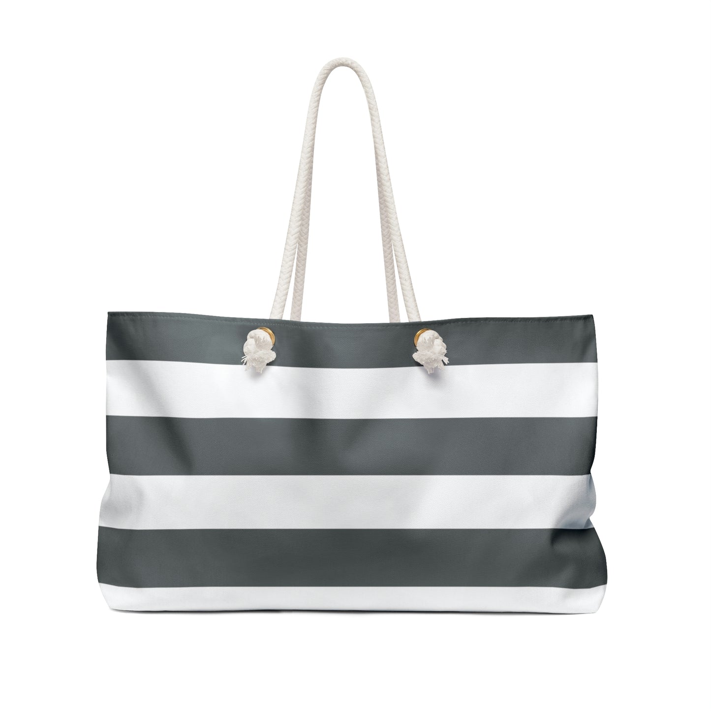 Weekender Tote Bag - Charcoal Gray/White Stripes