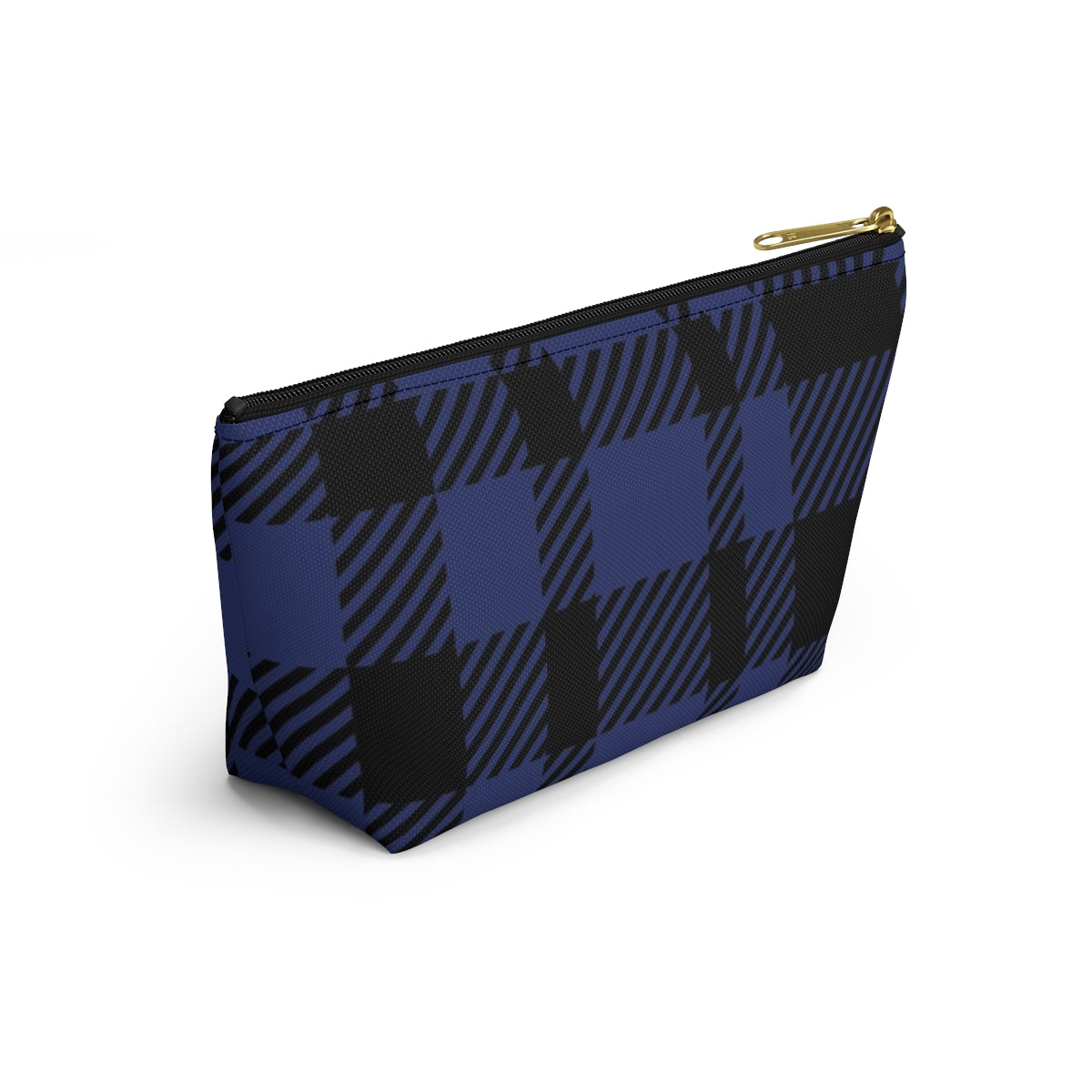 Big Bottom Zipper Pouch - Blue Buffalo Check, Blue Plaid