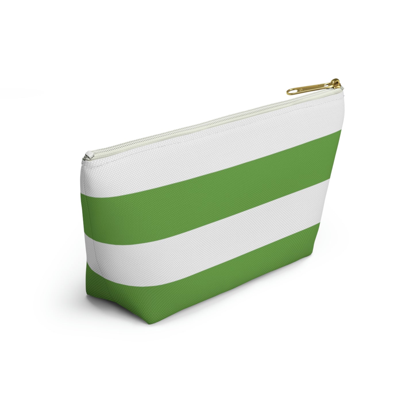 Big Bottom Zipper Pouch - Lime Green/White Stripes