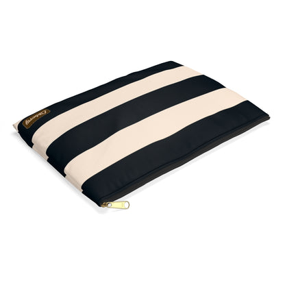 Flat Zipper Pouch - Navy/Cream Stripes