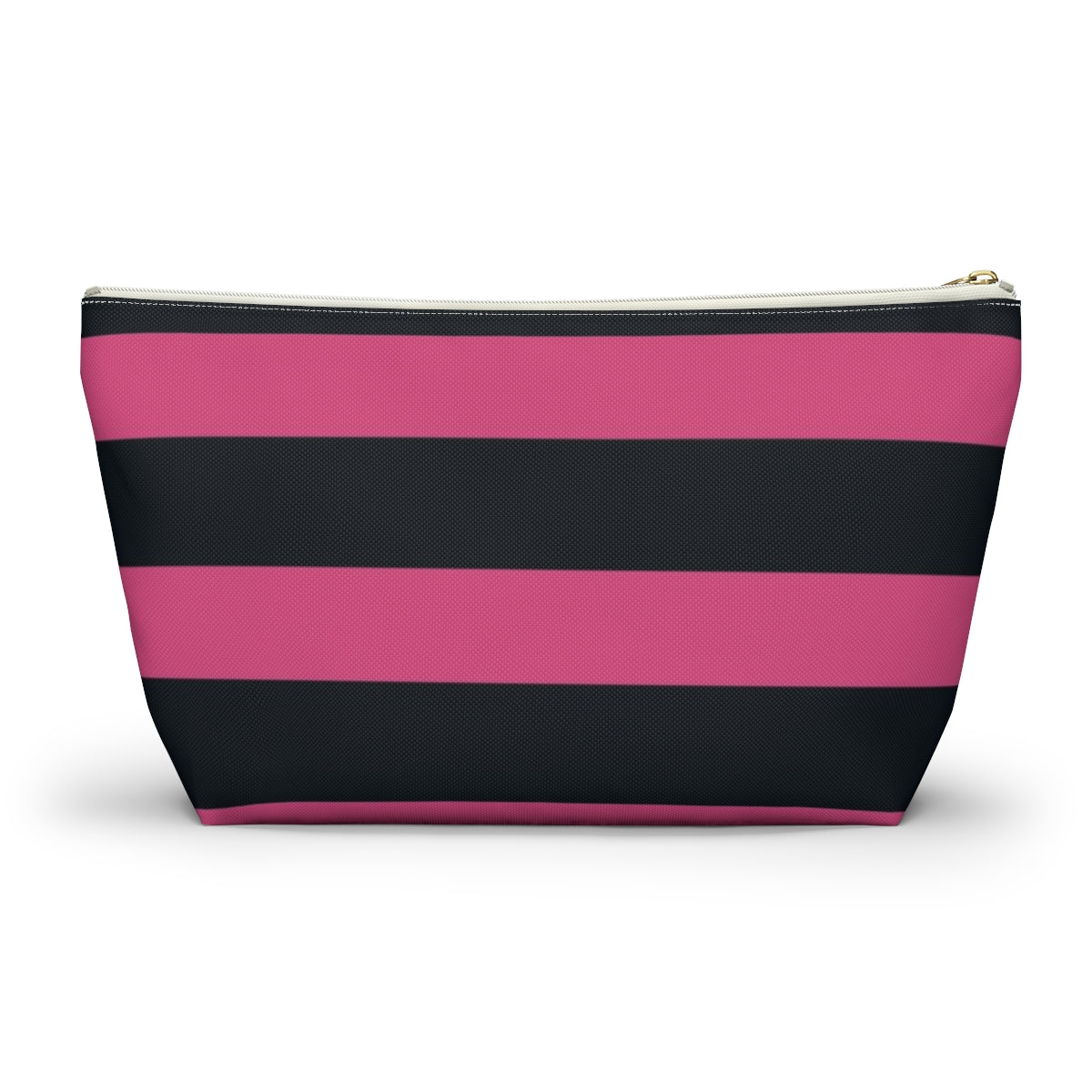 Big Bottom Zipper Pouch - Hot Pink/Navy Stripes