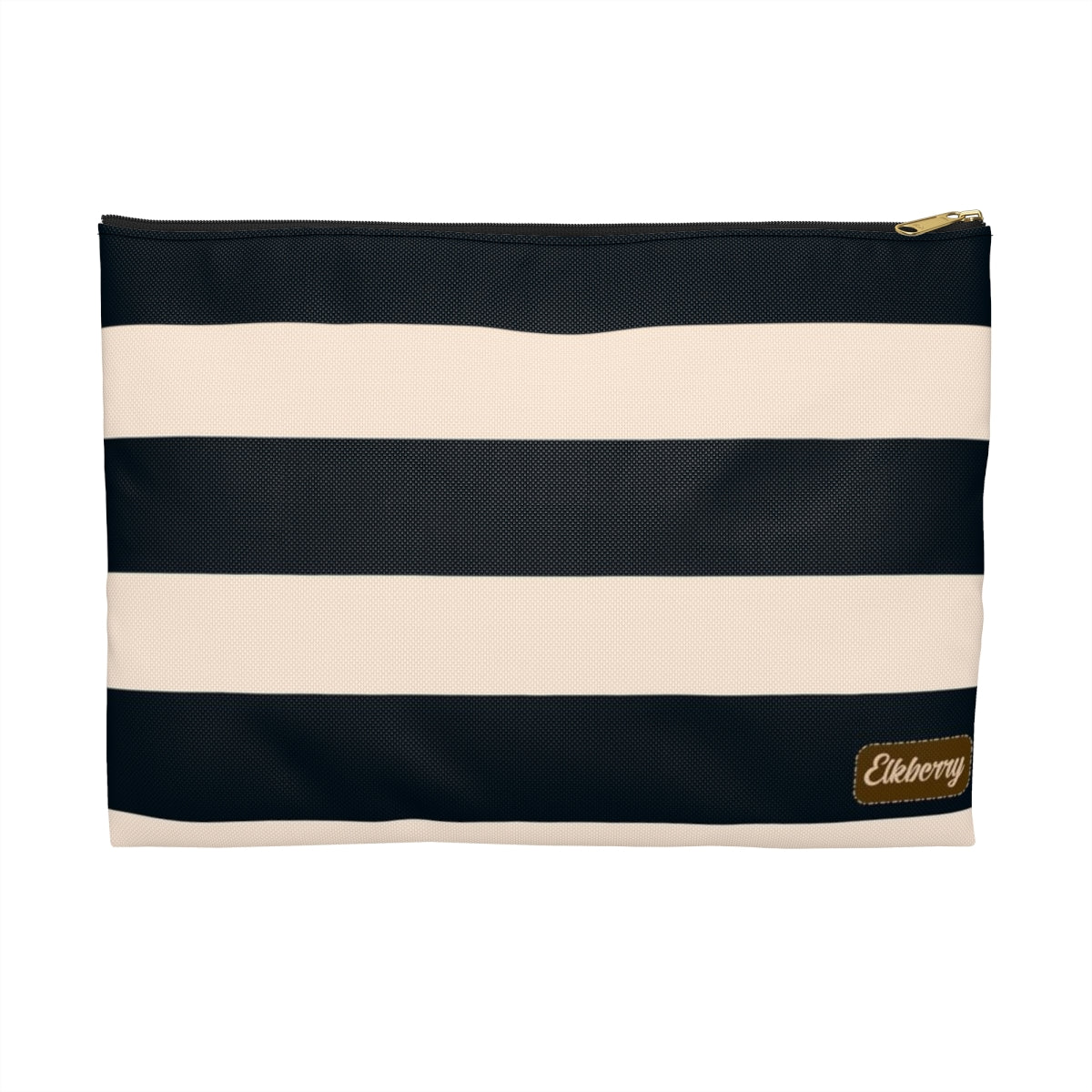 Flat Zipper Pouch - Navy/Cream Stripes