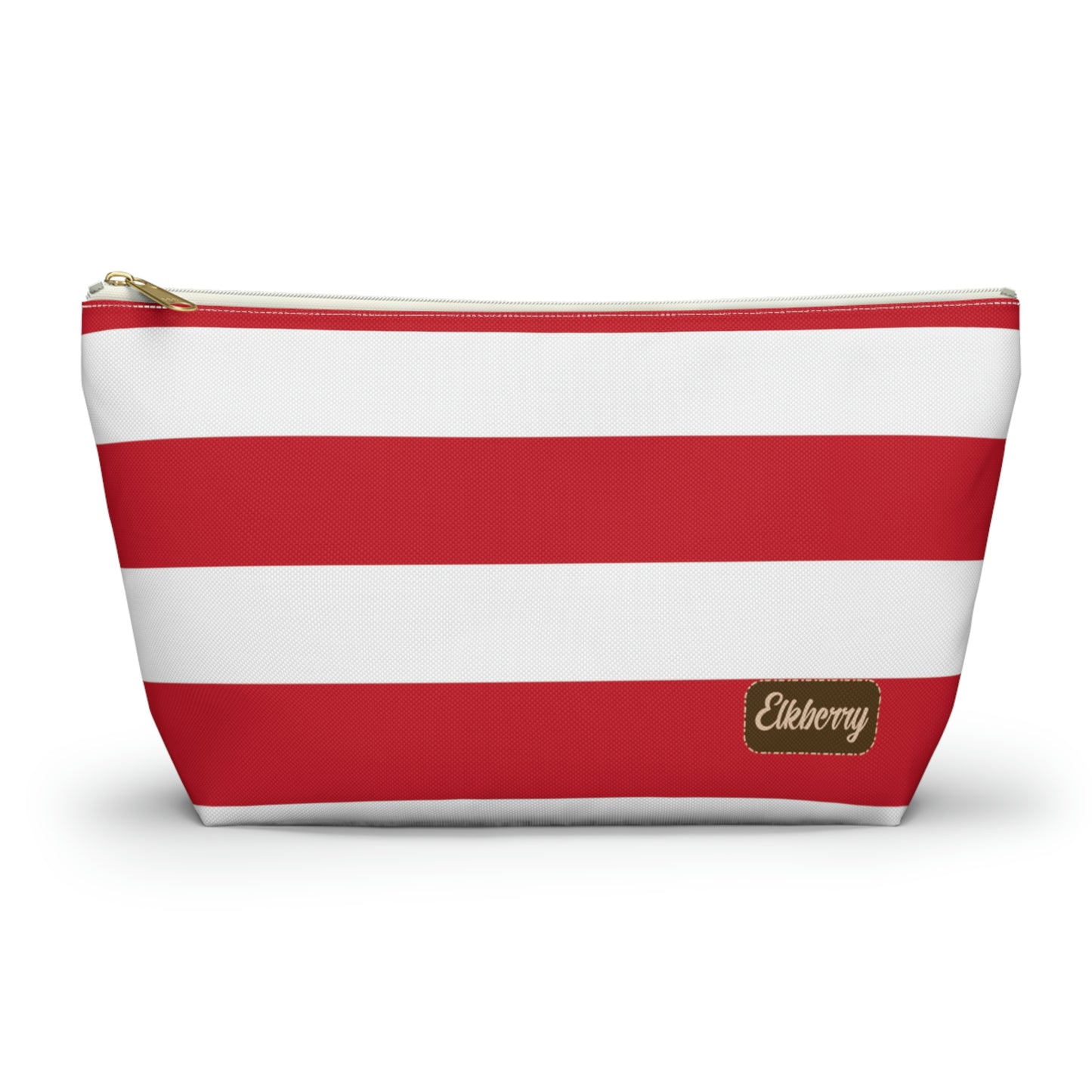 Big Bottom Zipper Pouch - Red/White Stripes