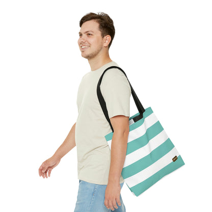 Lightweight Tote Bag - Aqua/White Stripes