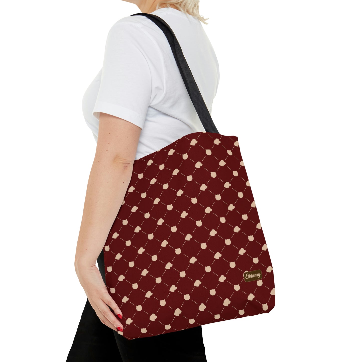 Lightweight Tote Bag - Cat & Dog in Berry