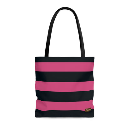 Lightweight Tote Bag - Hot Pink/Navy Stripes