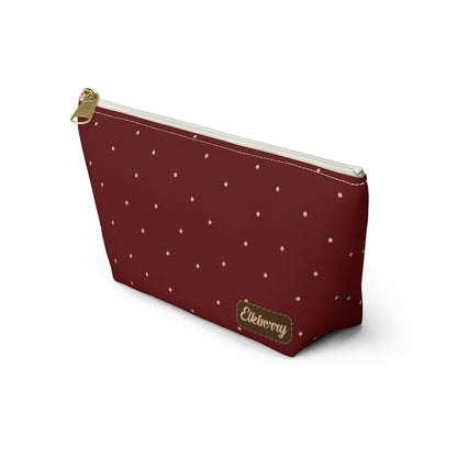 Big Bottom Zipper Pouch - Dots on Berry