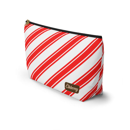 Big Bottom Zipper Pouch - Peppermint Candy Cane Stripes