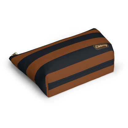 Big Bottom Zipper Pouch - Pumpkin/Navy Stripes