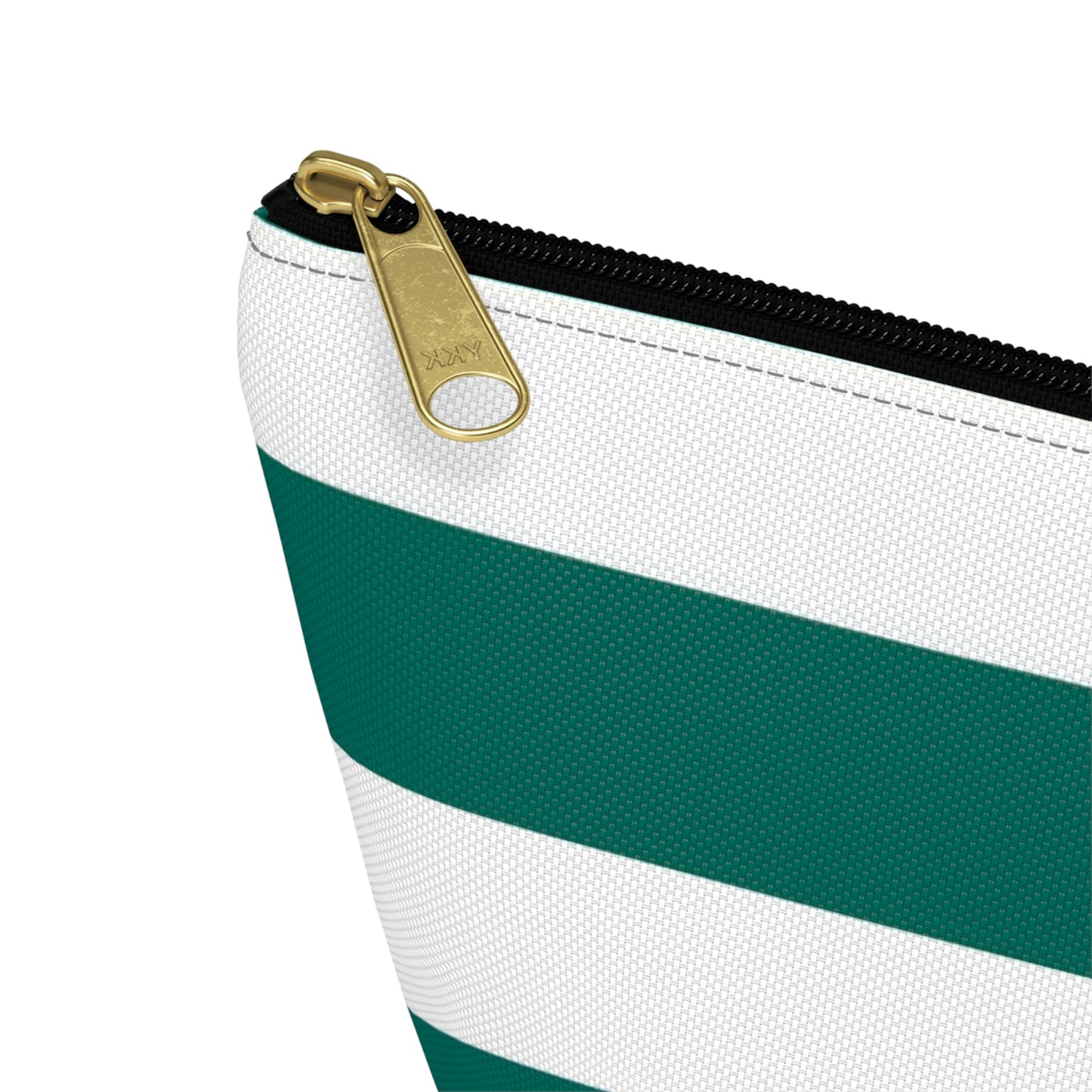 Big Bottom Zipper Pouch - Turquoise/White Stripes