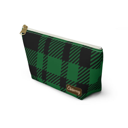 Big Bottom Zipper Pouch - Green Buffalo Check, Green Plaid