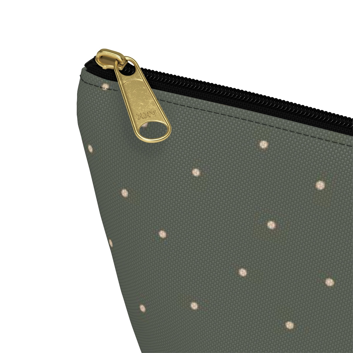 Big Bottom Zipper Pouch - Dots on Sage