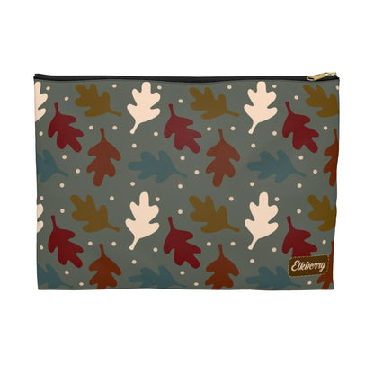 Flat Zipper Pouch - Fall Leaves on Sage