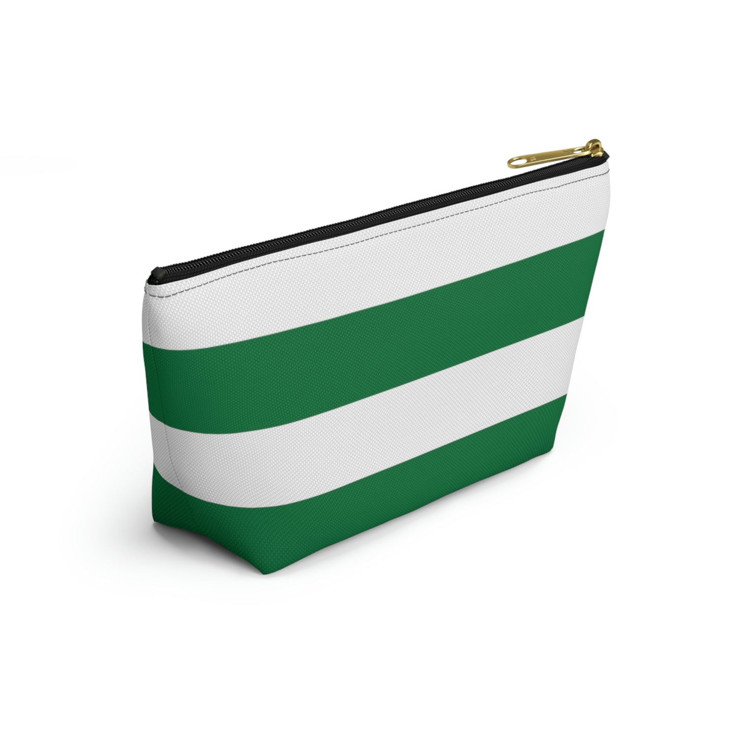 Big Bottom Zipper Pouch - Kelly Green/White Stripes