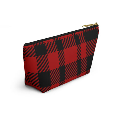 Big Bottom Zipper Pouch - Red Buffalo Check, Red Plaid