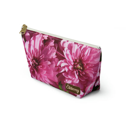 Big Bottom Zipper Pouch - Pink Mums