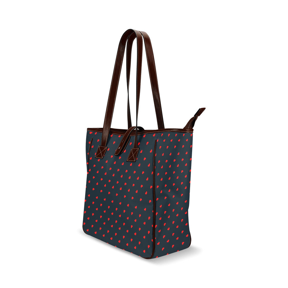 Red Hearts on Navy Classic Tote Handbag