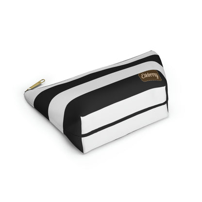 Big Bottom Zipper Pouch - Black/White Stripes