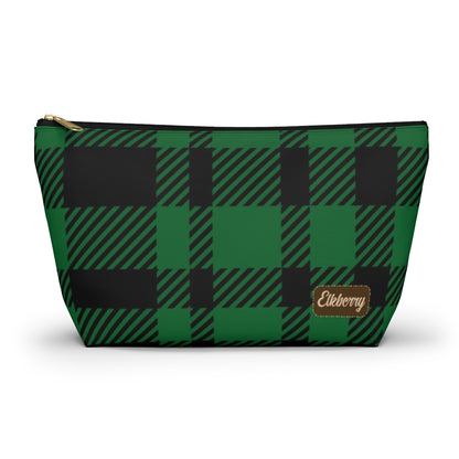 Big Bottom Zipper Pouch - Green Buffalo Check, Green Plaid