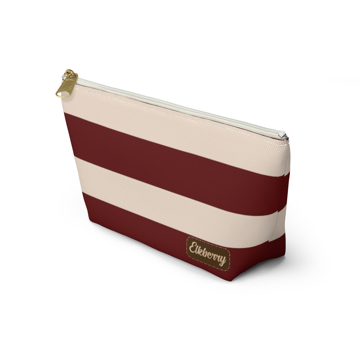 Big Bottom Zipper Pouch - Berry/Cream Stripes