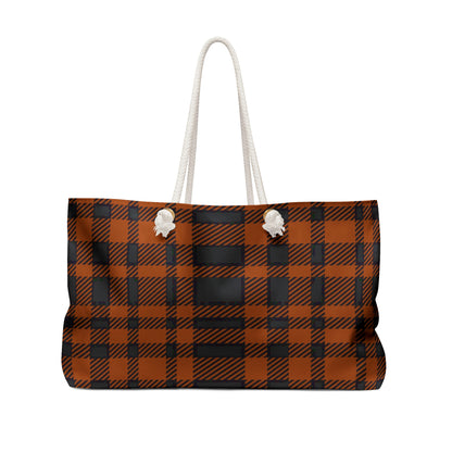 Weekender Tote Bag - Orange Buffalo Check, Orange Plaid