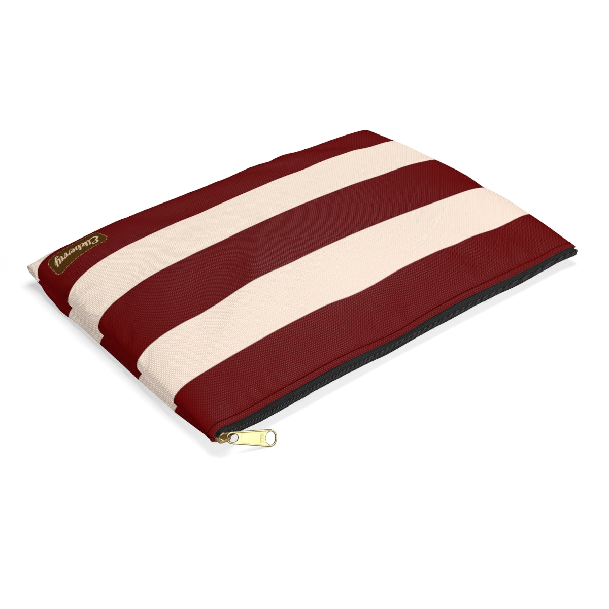 Flat Zipper Pouch - Berry/Cream Stripes