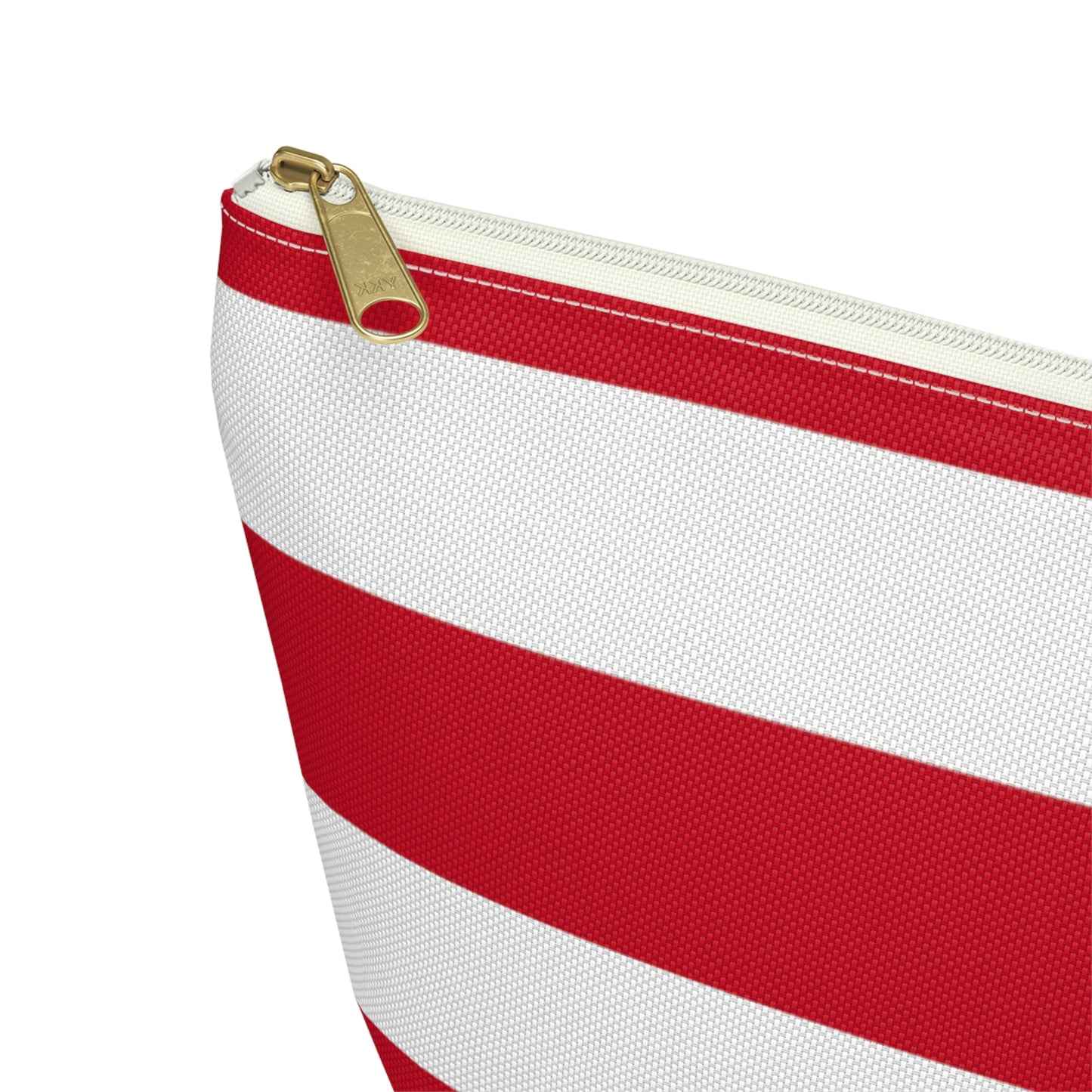 Big Bottom Zipper Pouch - Red/White Stripes