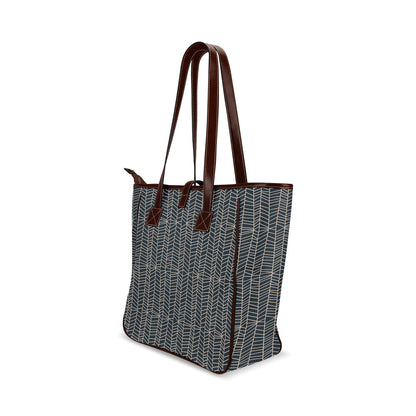 Herringbone - Navy Classic Tote Handbag