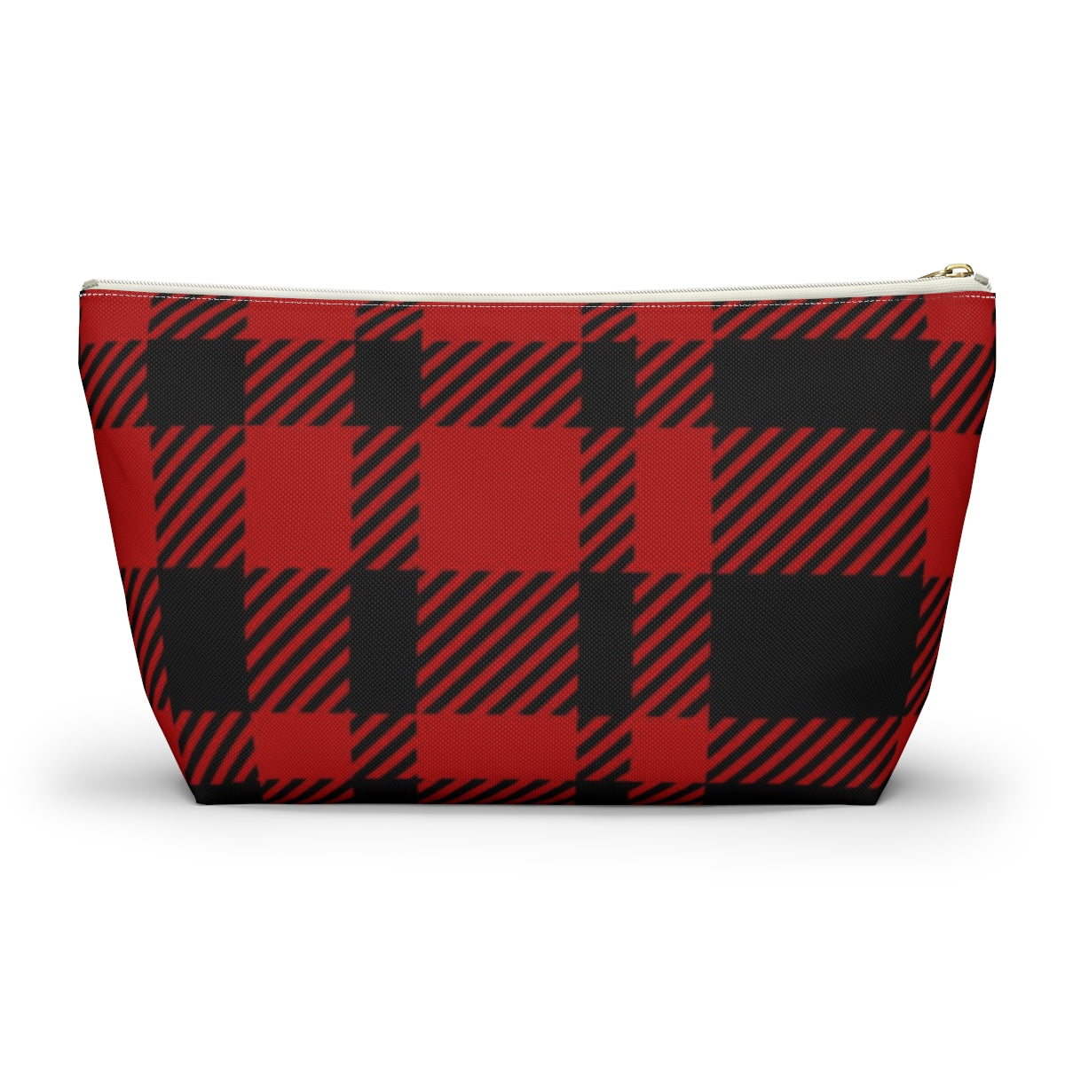 Big Bottom Zipper Pouch - Red Buffalo Check, Red Plaid