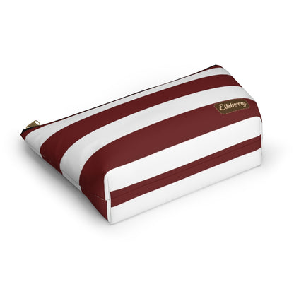 Big Bottom Zipper Pouch - Berry/White Stripes