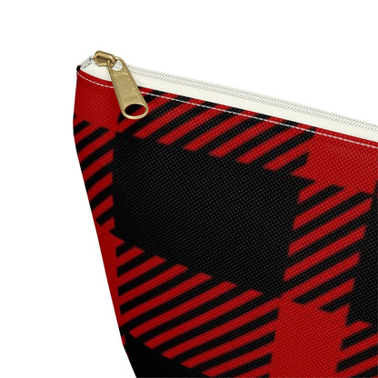 Big Bottom Zipper Pouch - Red Buffalo Check, Red Plaid