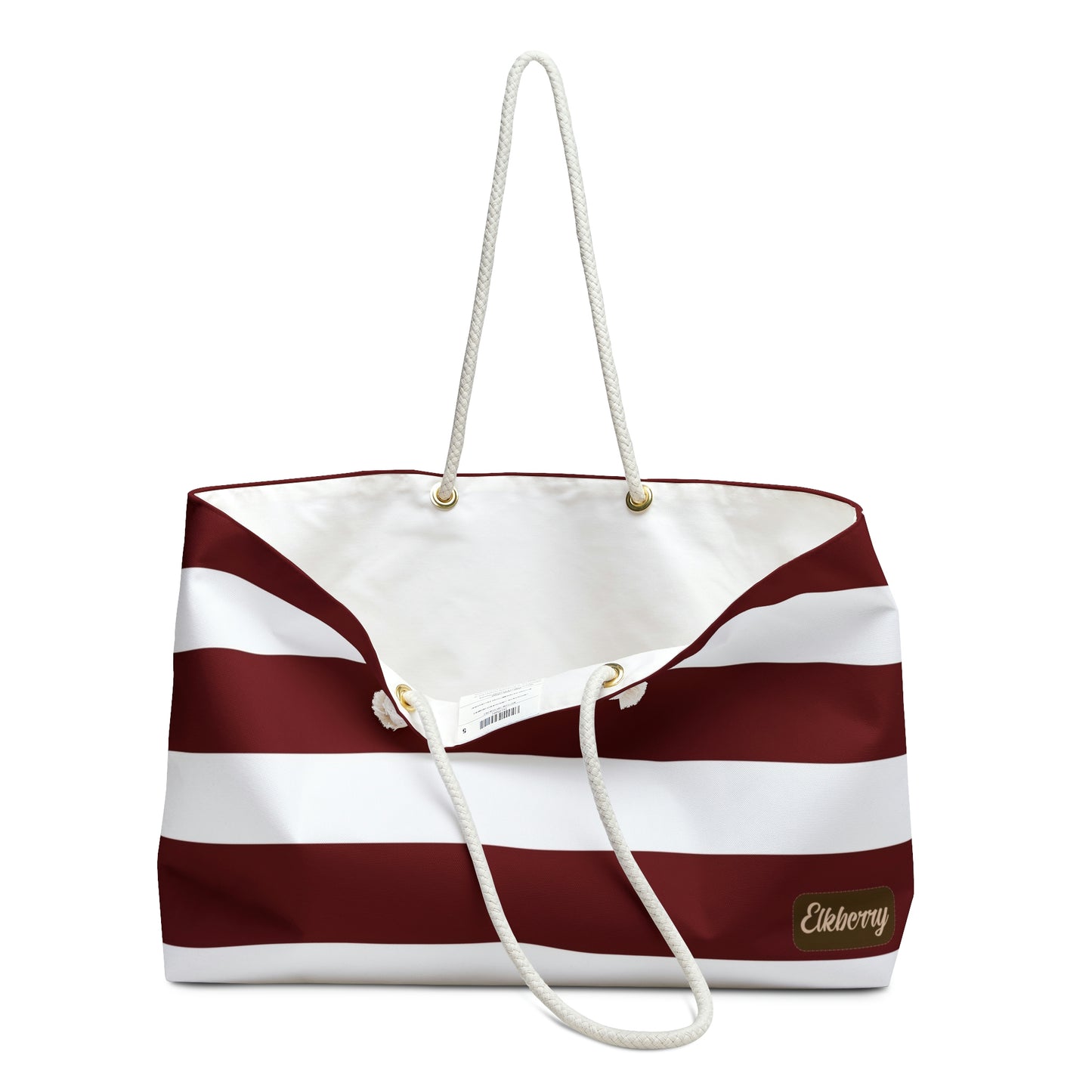 Weekender Tote Bag - Berry/White Stripes