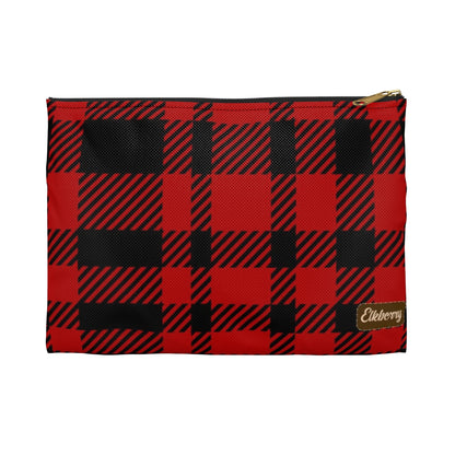 Flat Zipper Pouch - Red Buffalo Check, Red Plaid